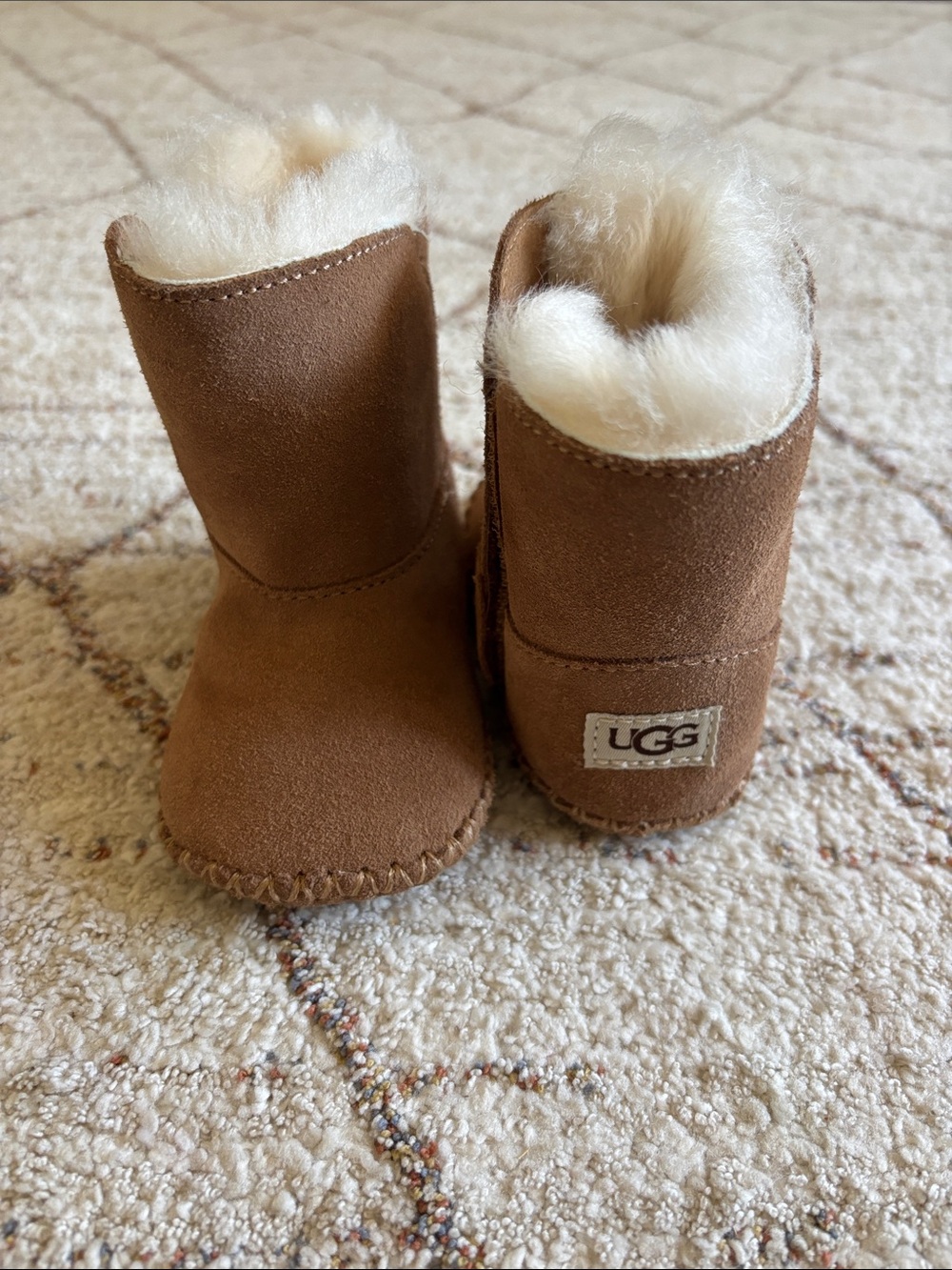 UGG Chestnut Baby Sheepskin Booties with Cream Fur